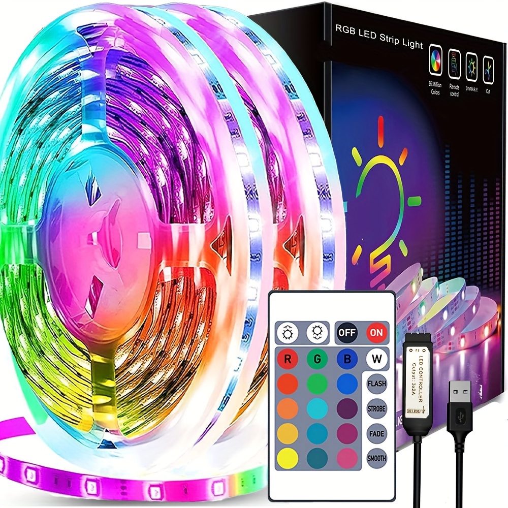 Ruban LED multicolore RGB avec 5 mètres 60 LED - bande simple 