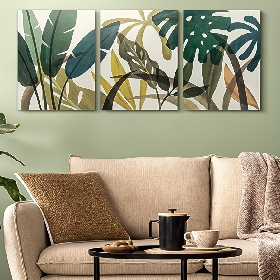 Botanical Canvas Wall Art, Large Plant Wall Art With Tropical Green Leaf  Print For Living Room, Modern Decorative Wall Decor For Bedroom Office,no  Frame Temu
