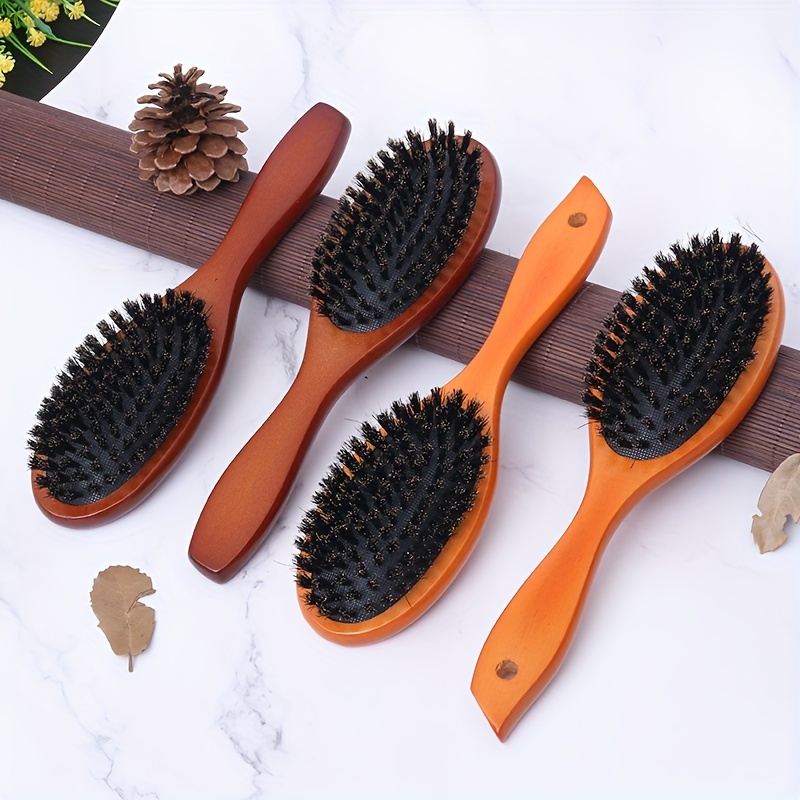 

1pcs Wooden Handle Hair Comb Bristle Hairdressing Comb Air Cushion Comb Scalp Massage Hair Comb For All Hair Types