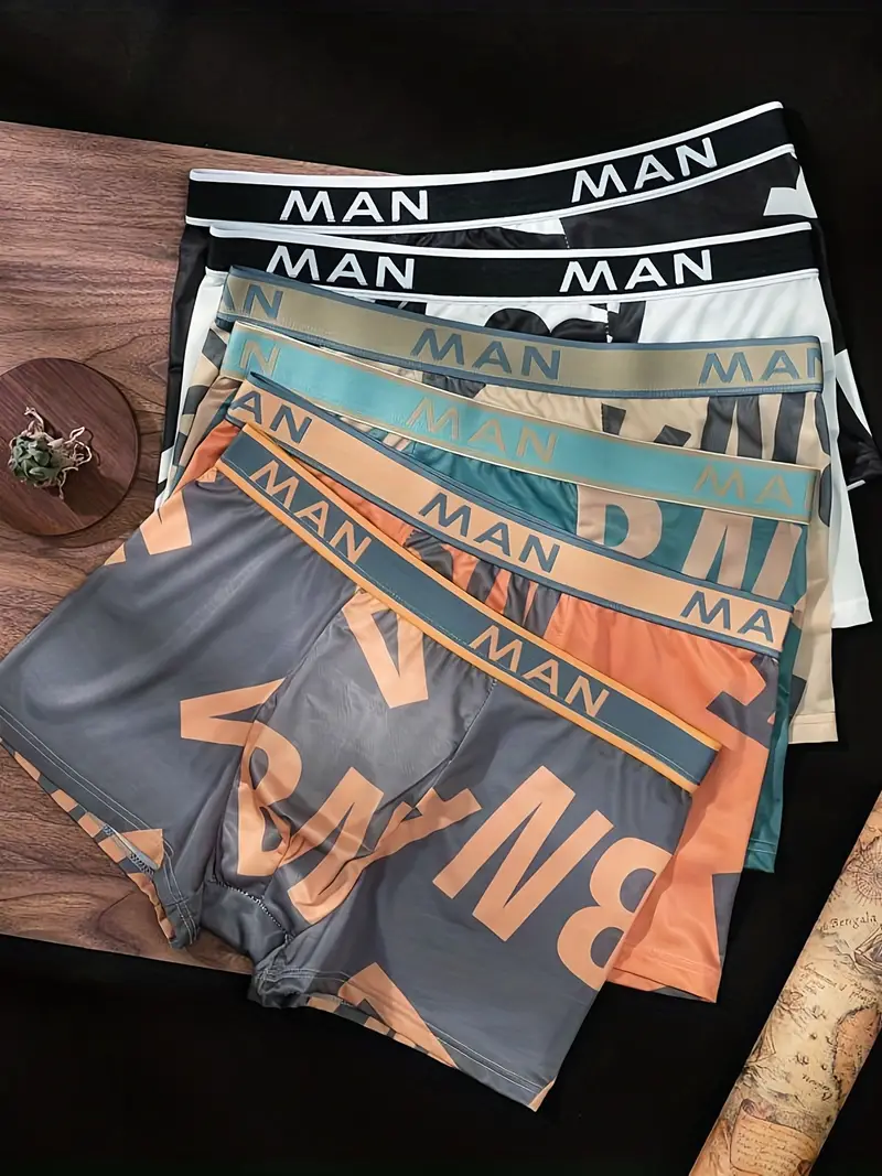 Men's Fashion Letter Graphic Underwear Boxer Briefs Simple Versatile ...