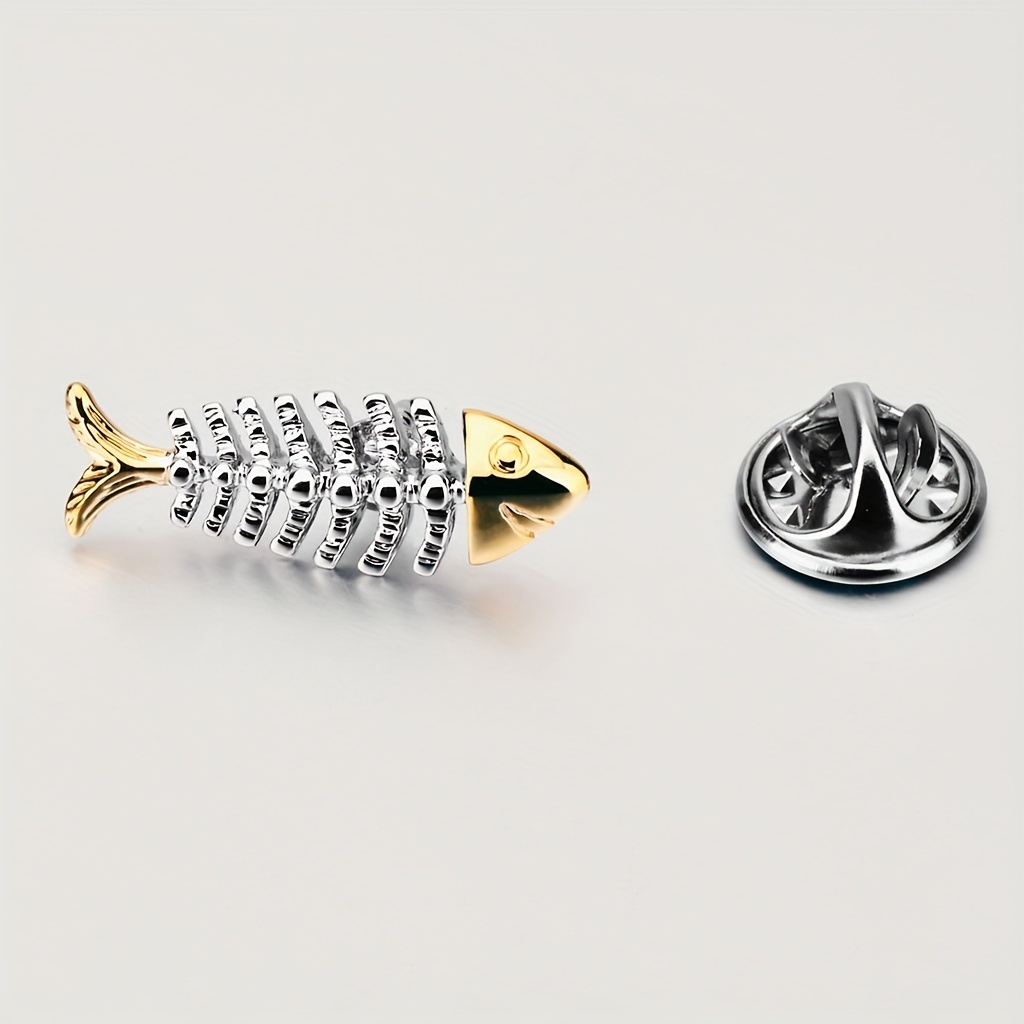 Men's Fish Bone Mini Suit Brooch Pin All Match