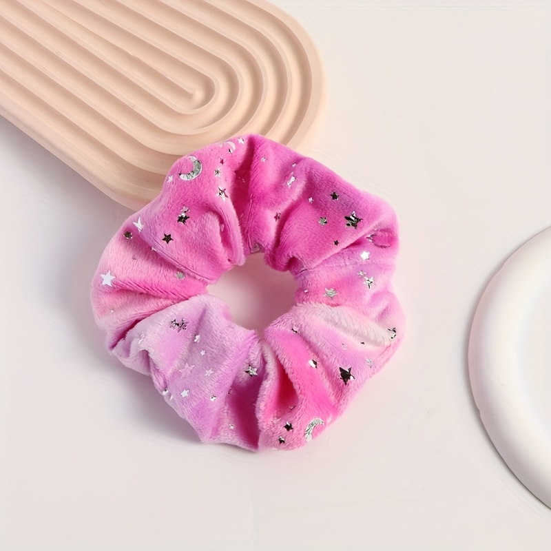 TEMU 1pc Starry Sky Ins Hair Tie Headwear Easy Star Hair Rope Cloth Art Large Circle Tie Hair Rope Korean Head Flower Women's Hair Additions Suitable