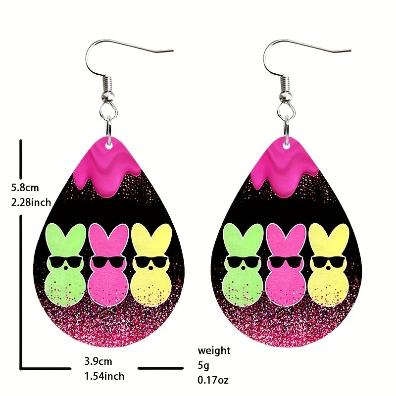 Nightclub Rabbit Easter Pattern Leather Earrings Dangle Party Earrings