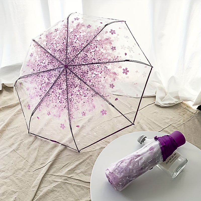 Ombrello Ripiegabile Trasparente Sakura, Ombrello Trasparente All'aperto  Fiore Di Ciliegio Moda Ragazze Ombrello Per La Pioggia