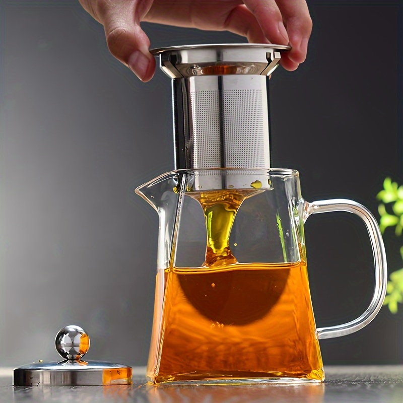 Glass Teapot With Stainless Steel Infuser, Heat Resistant Glass Tea Pot,  Can Be Used On Gas Stove Top, Summer Winter Drinkware - Temu