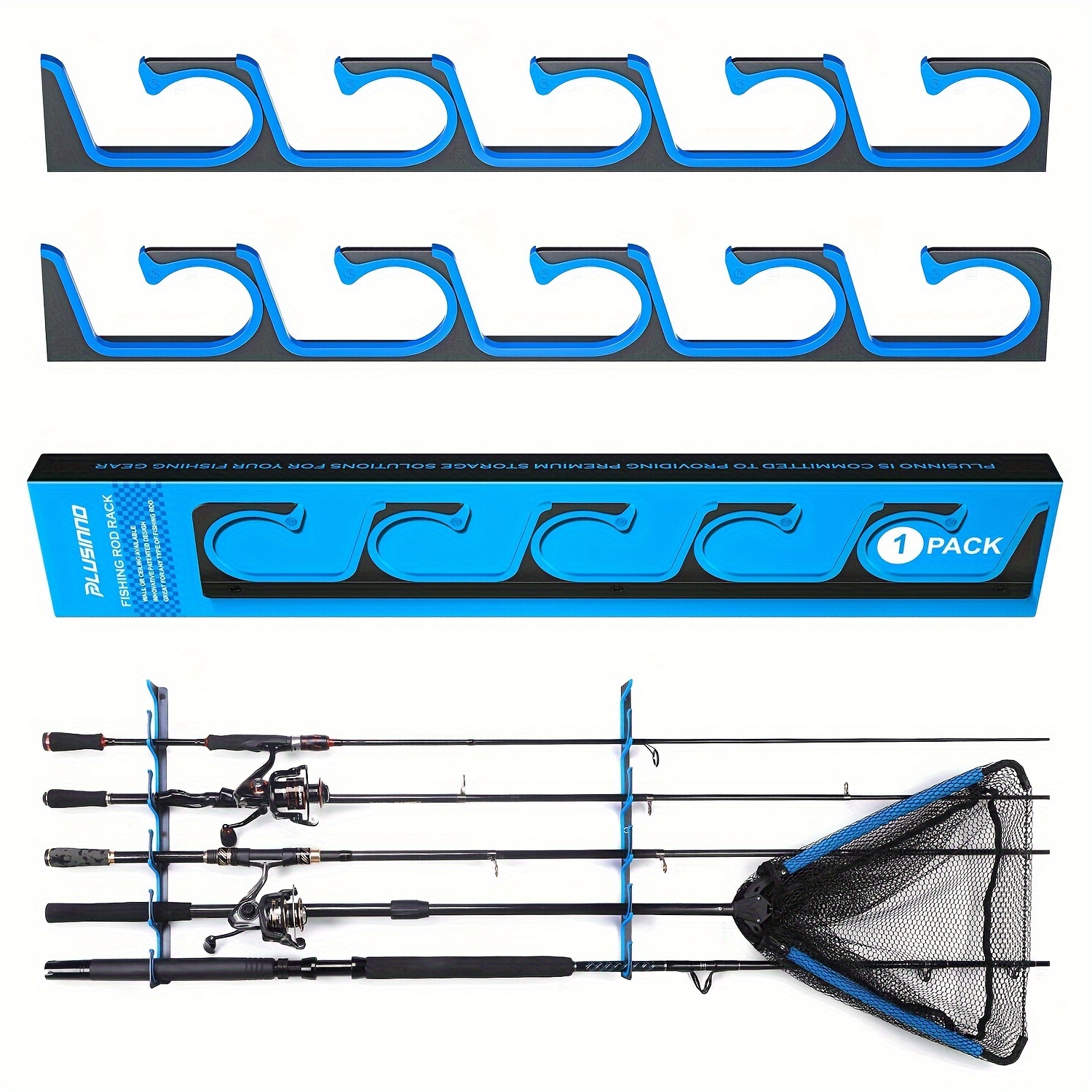 

Plusinno 1 Pack H5 Horizontal Fishing Rod/pole Holder For Garage, Wall/ceiling Mounted Fishing Rod Rack