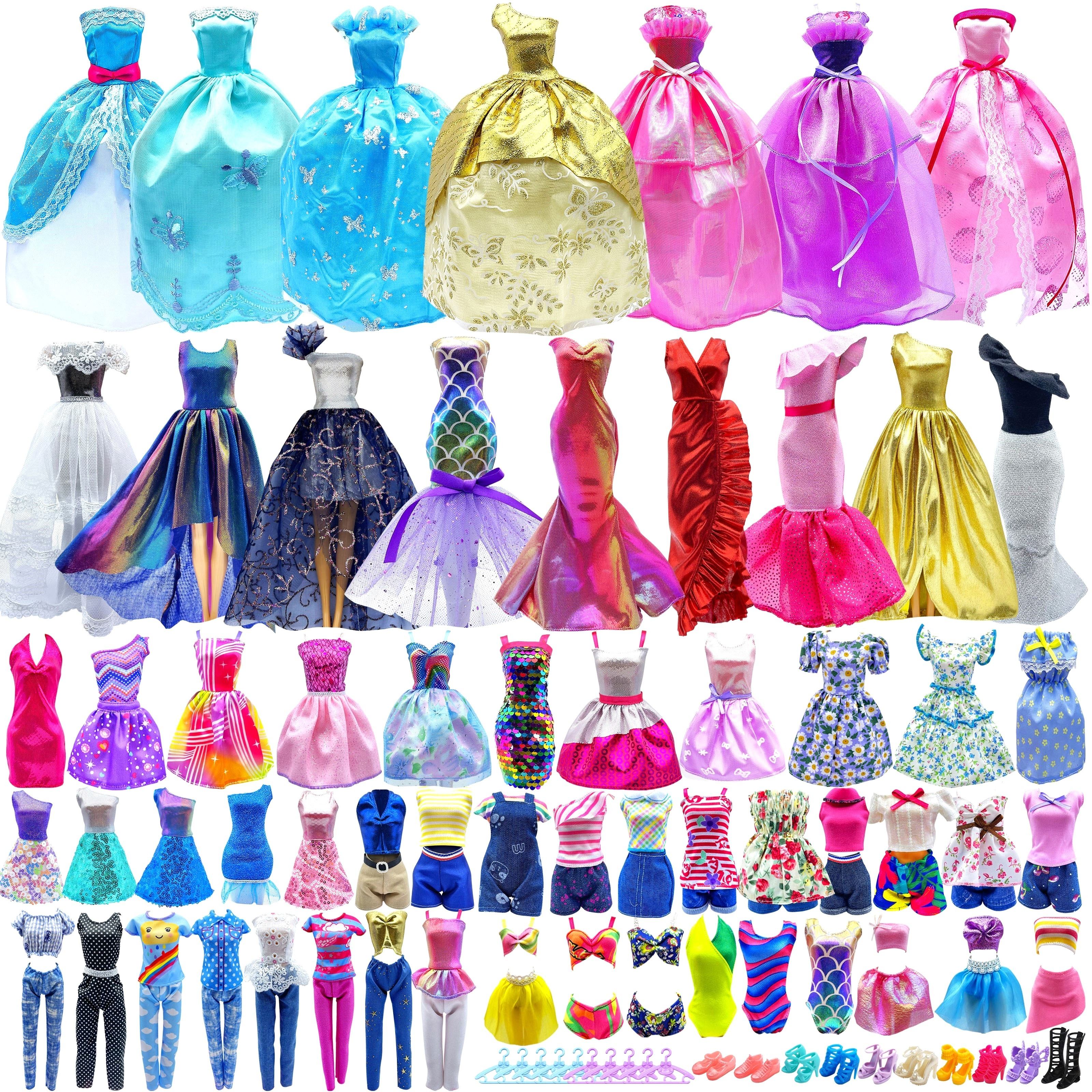 10 Pcs Doll Clothes for Barbie 11.5 inch Doll Clothes Handmade Casual Wear Including 5 Fashion Outfits Tops and Pants 5 Fashion Dresses in Random