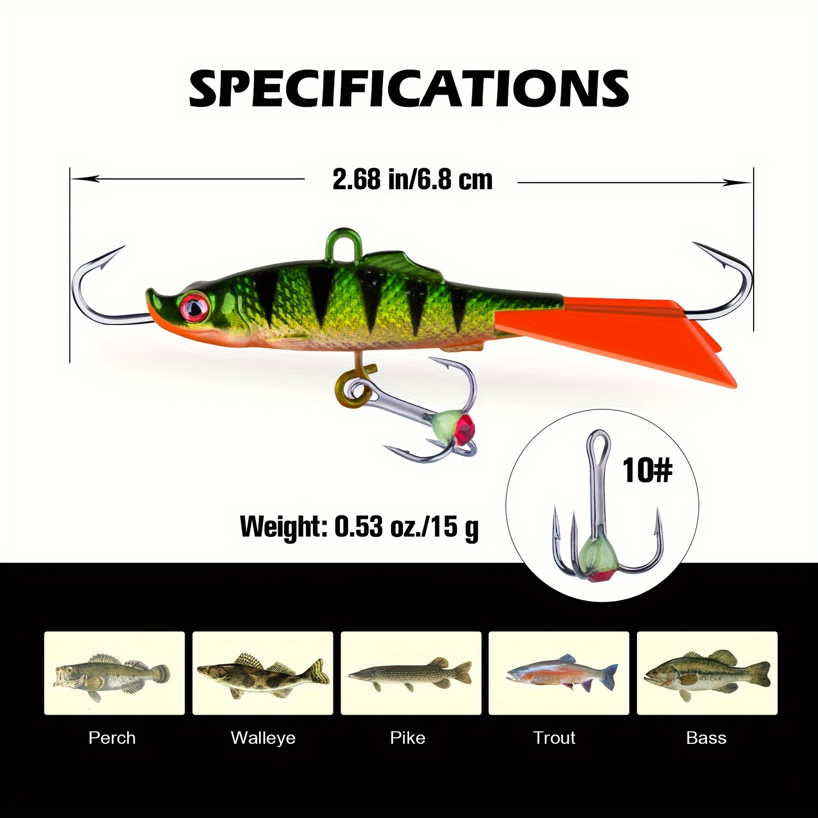 Goture 1pc Red Fishing Lures Set, Ice Fishing Lures with Treble Hooks  Winter Lifelike Fishing Baits Balanced Jigging Lures Kit for Crappie,  Yellow Perch, Walleye, Pike and Lake Trout