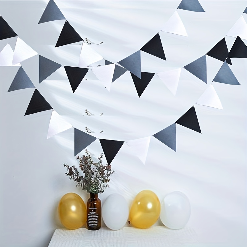 Black And Gold Party Decorations Triangle Pennant - Temu