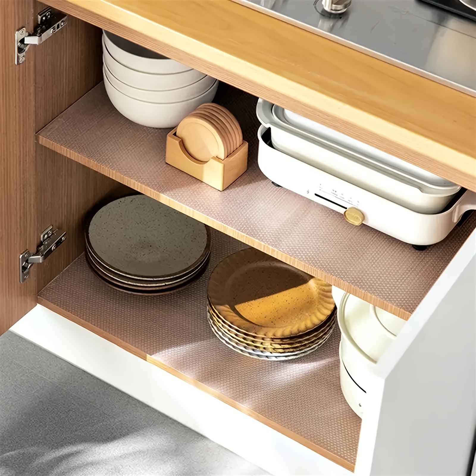 Shelf Liner for Kitchen Cabinets, PVC Drawer Liner for Dresser Non