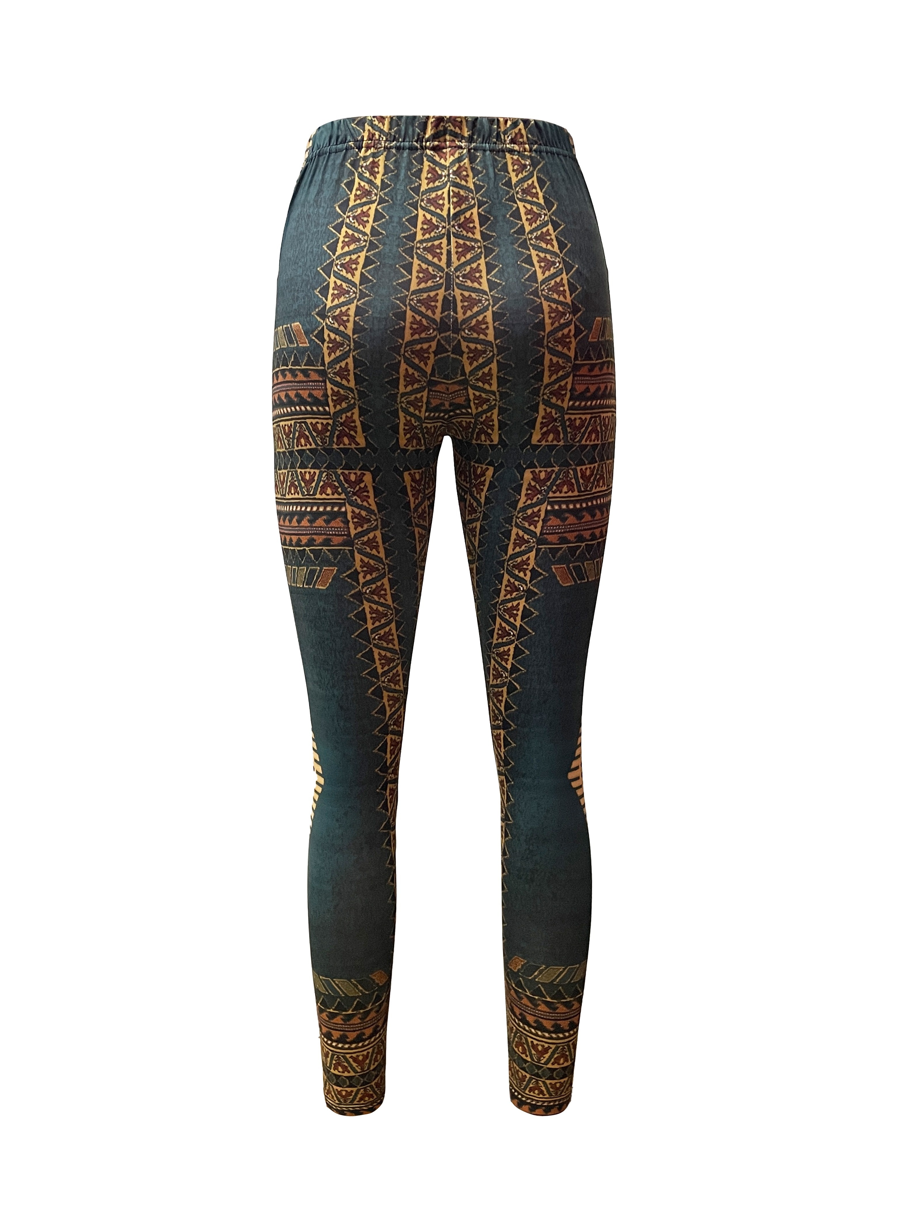 Western Ethnic Print Skinny Leggings Casual Elastic Waist - Temu