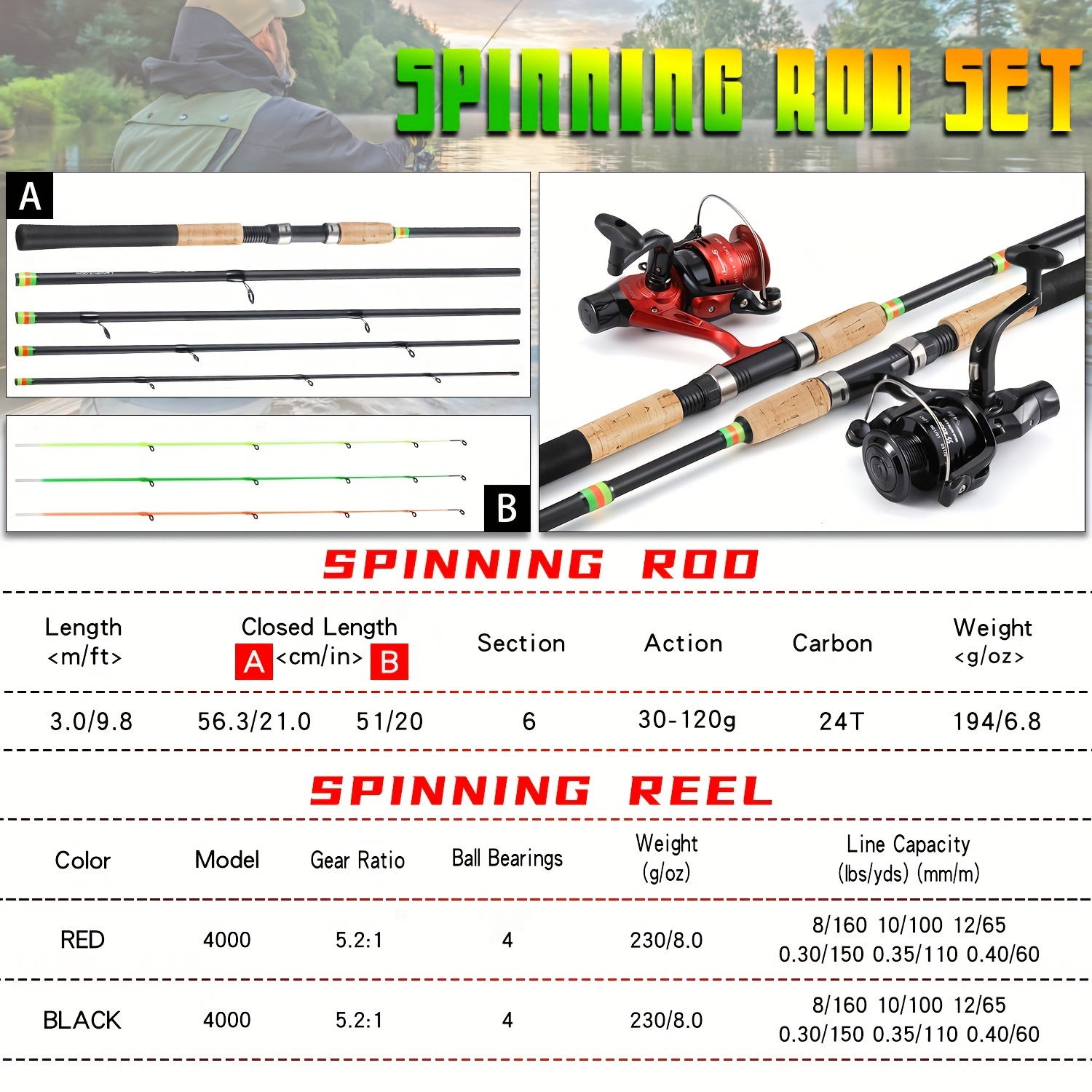Sougayilang Feeder Carp Fishing Rod Reel Combos 6 Section - Temu