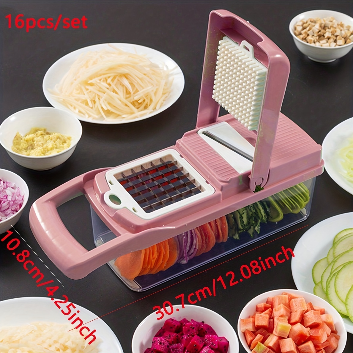 1pc Multi-functional Kitchen Vegetable Chopper Set (16pcs/set)