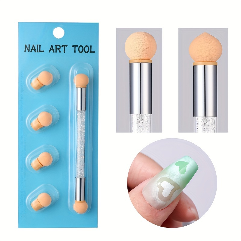 NAIL SPONGE BRUSH UNGHIA PENNELLO SPUGNA ACRILICA IN POLVERE CON TESTINE