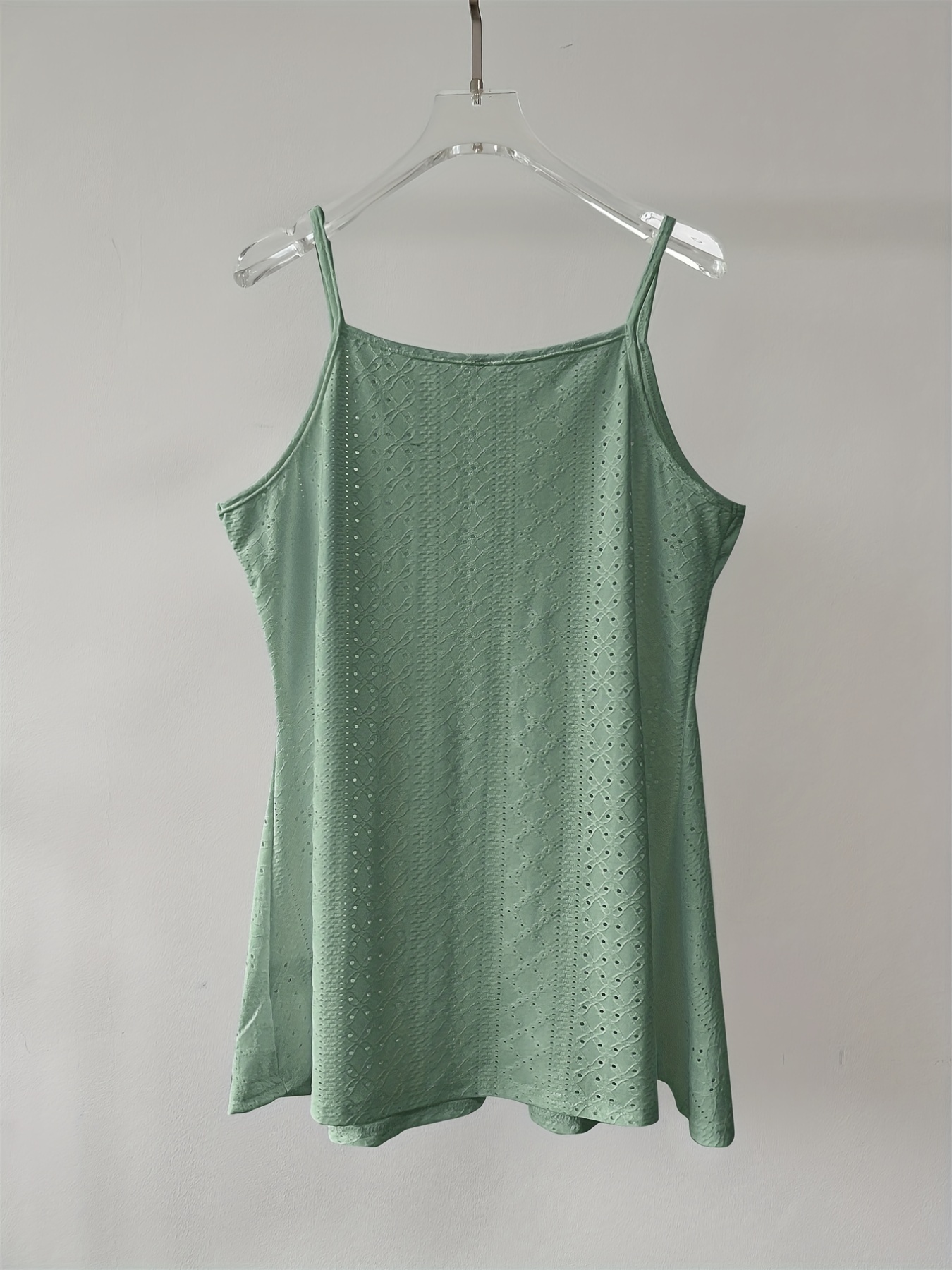Eyelet Spaghetti Strap Cami Top Summer Women's Clothing