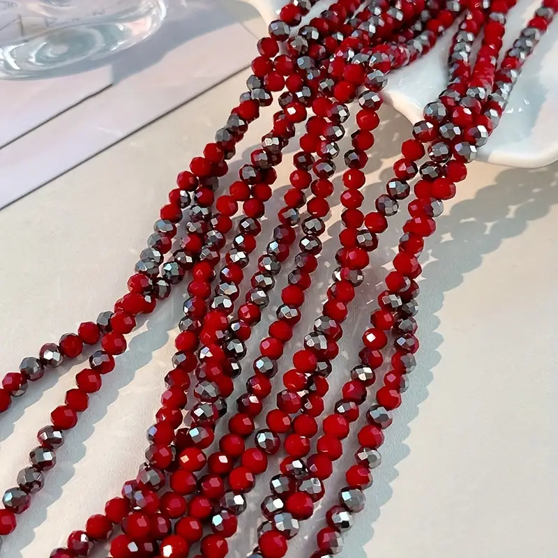 Diy Crystal Shiny Faceted Beads ~ Red Half Gun Black Fashion - Temu