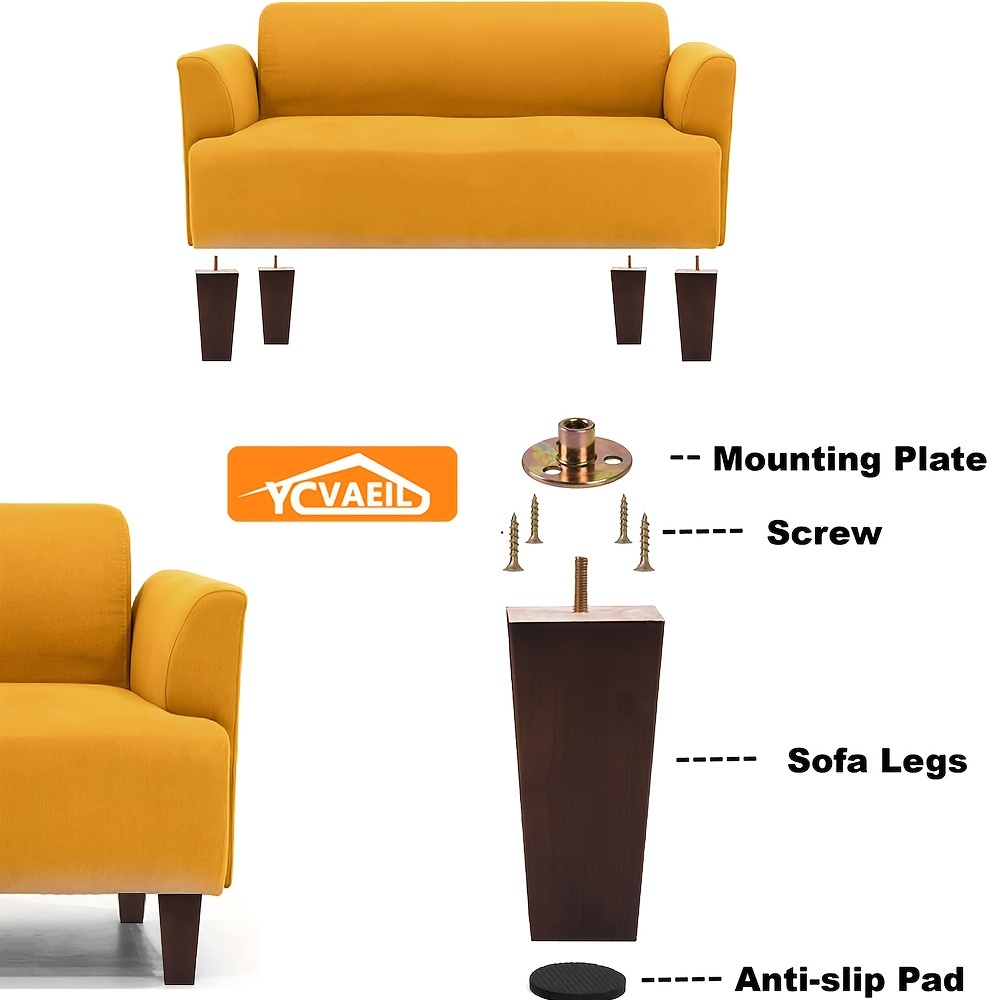Patas de madera natural para muebles, juego de 4 pies cuadrados para sofá,  para camas, mesas de café, sillas, puede aumentar la altura de los muebles