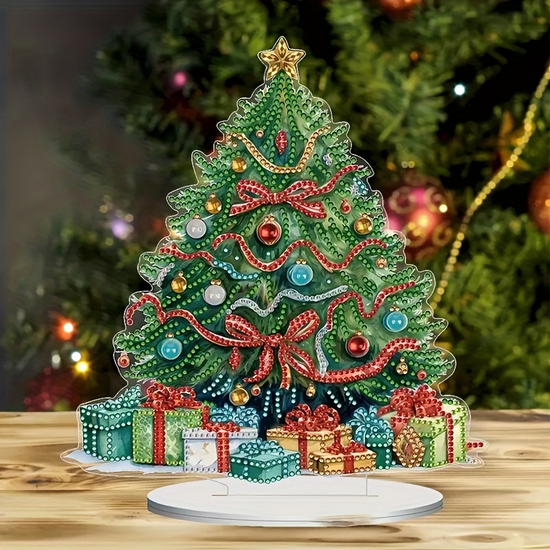 

1pc Diamond Painting Decoration, Cartoon Christmas Tree Decoration, Christmas Gift, Desktop Decoration Table. With Gift Box