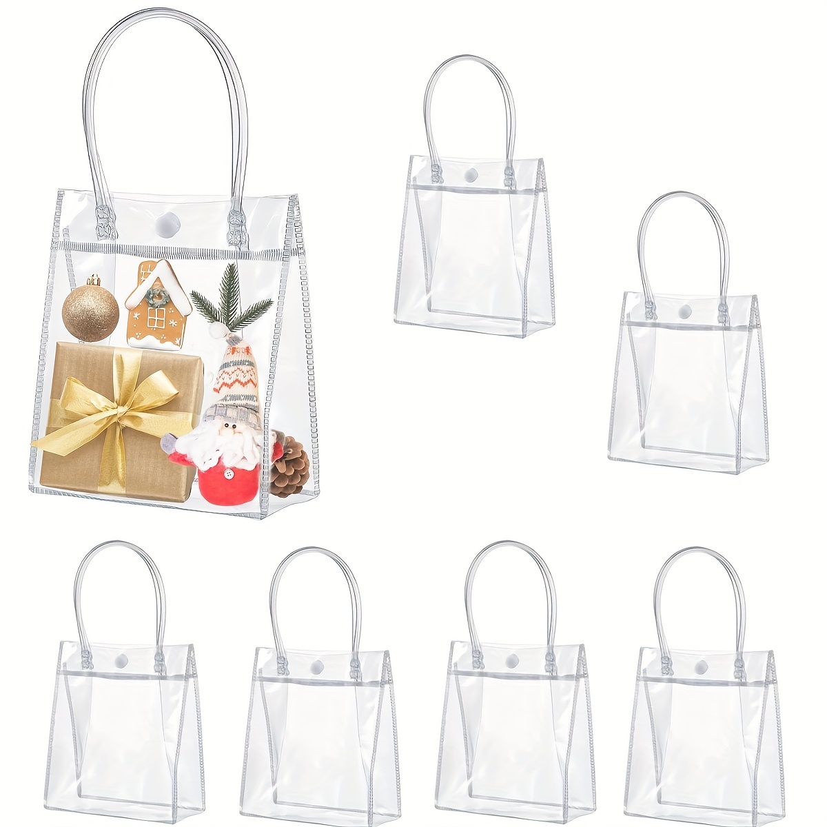 50 bolsas de regalo de plástico PVC transparente para el día de San  Valentín con asa, bolsas de regalo reutilizables transparentes para  compras