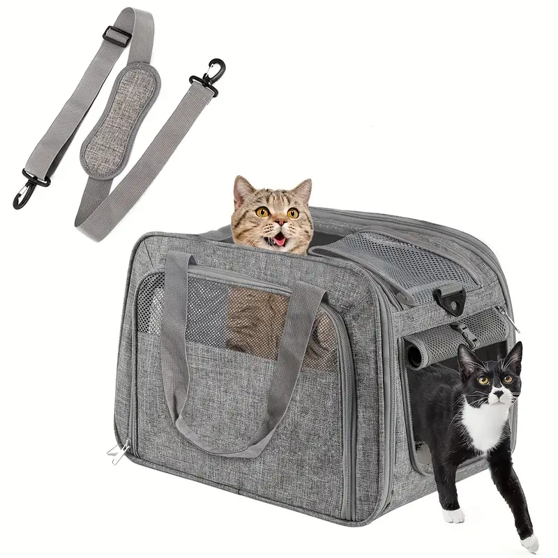 Pets Soft Pet Carrier Breathable Mesh Window Cat Carrier - Temu