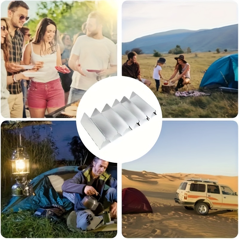 Cuisine de camping pliante en aluminium avec pare-brise Argent