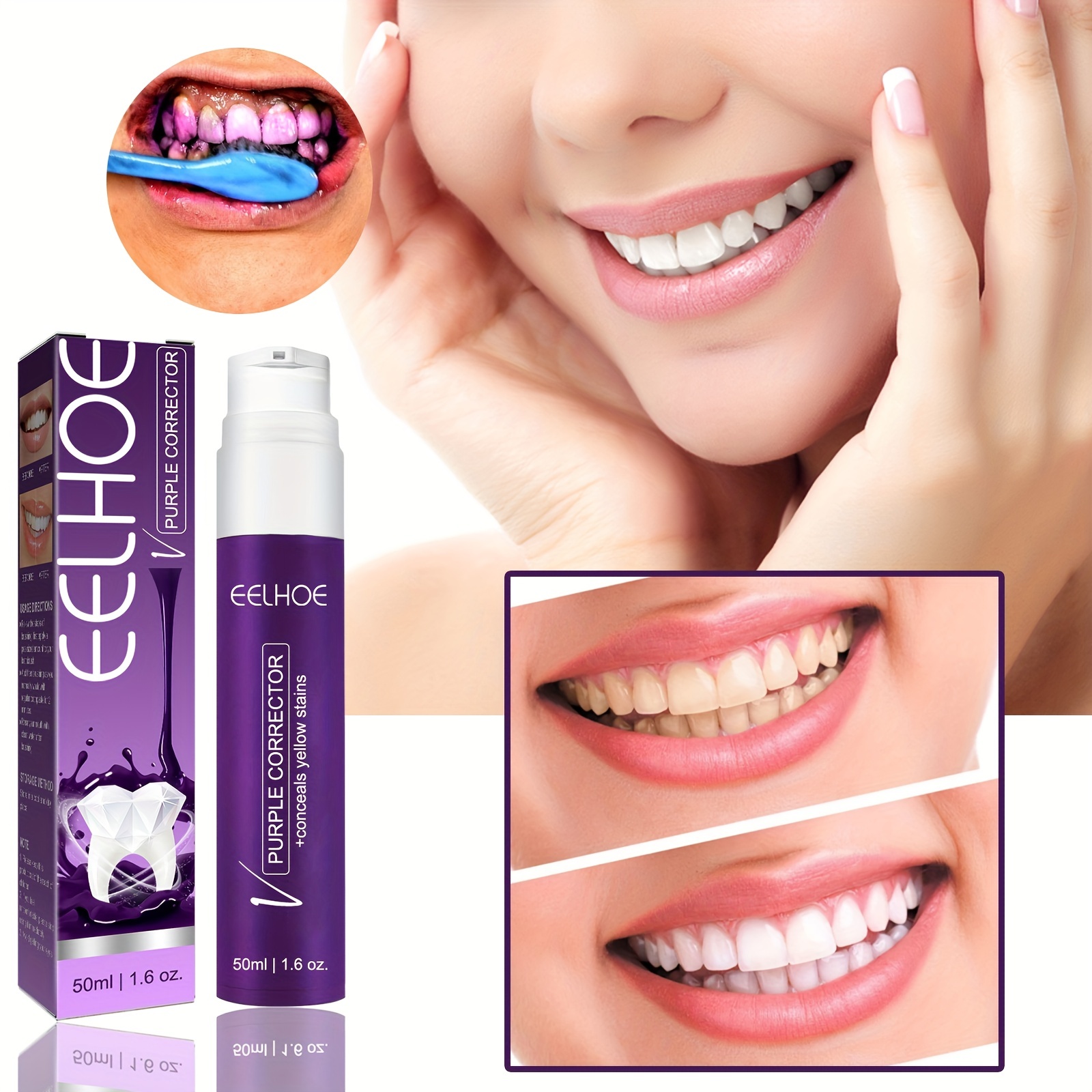 Purple Tooth Beauty Agent Toothpaste Tooth Precipitation Yellow Teeth
