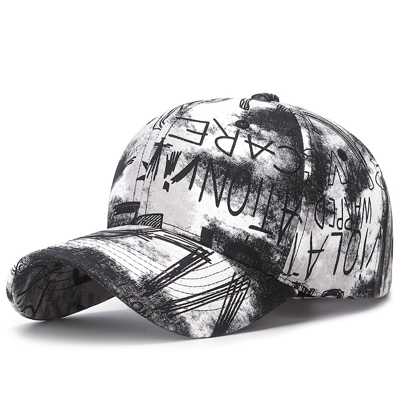 

Graffiti Pattern Cool Cotton Casual Baseball Cap, Trendy Street Style Sun Hat With Colorful Painting, For Both Men And Women