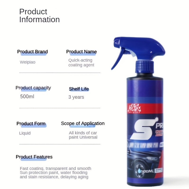 Fast-acting Coating Spray,Liquid Ceramic Spray Coating Top Coat Quick  Nano-Coating Auto Spray Wax 500ML