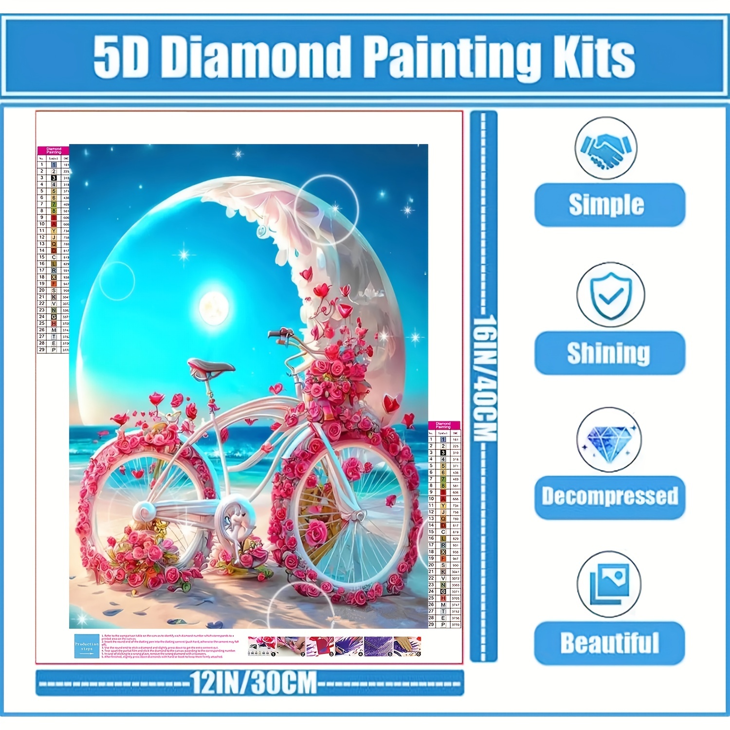 5D Diamond Painting Pink Blossom Blue Jay Kit