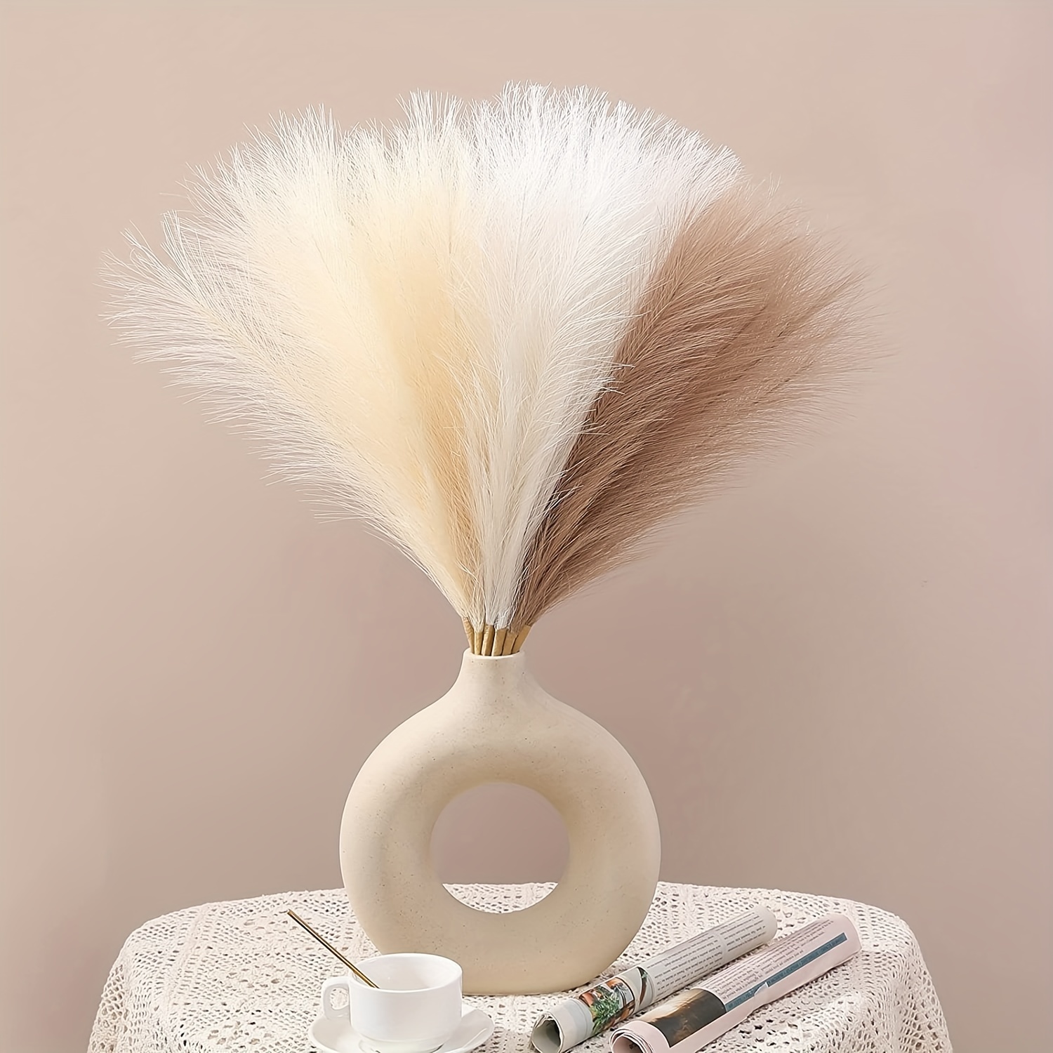 Deco White Faux Artificial Pampas Grass Tall