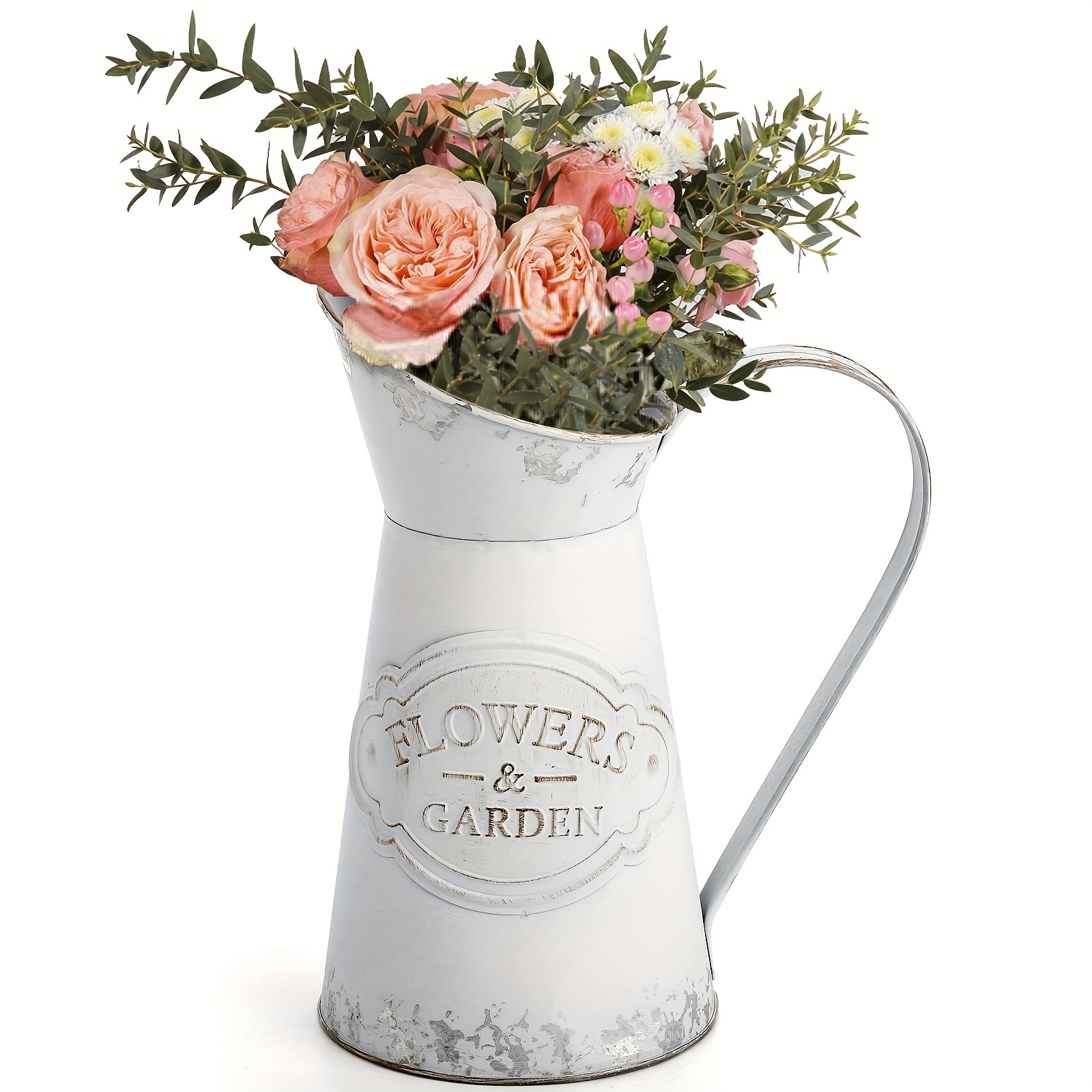 Rustic Shabby Chic Vase Farmhouse Galvanized Flower Vase - Temu