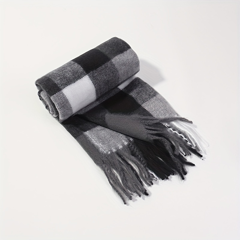 Classic Black White Pattern Scarf Vintage Warm Stretch Wrap Shawl Autumn  Winter Coldproof Neck Protection Long Scarf Shawl - Temu