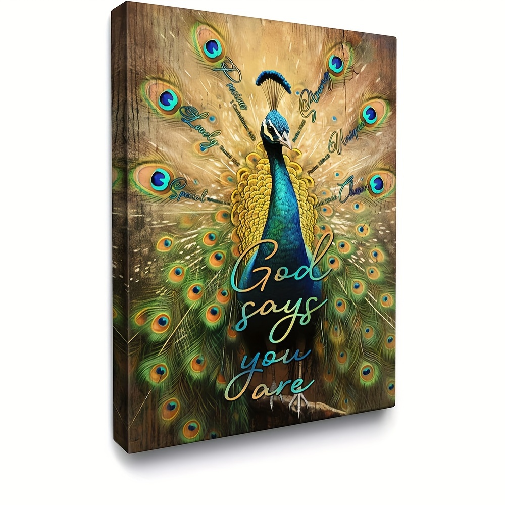 Golden Peacock Leaf Wall Art Canvas Painting Elegant Poster - Temu