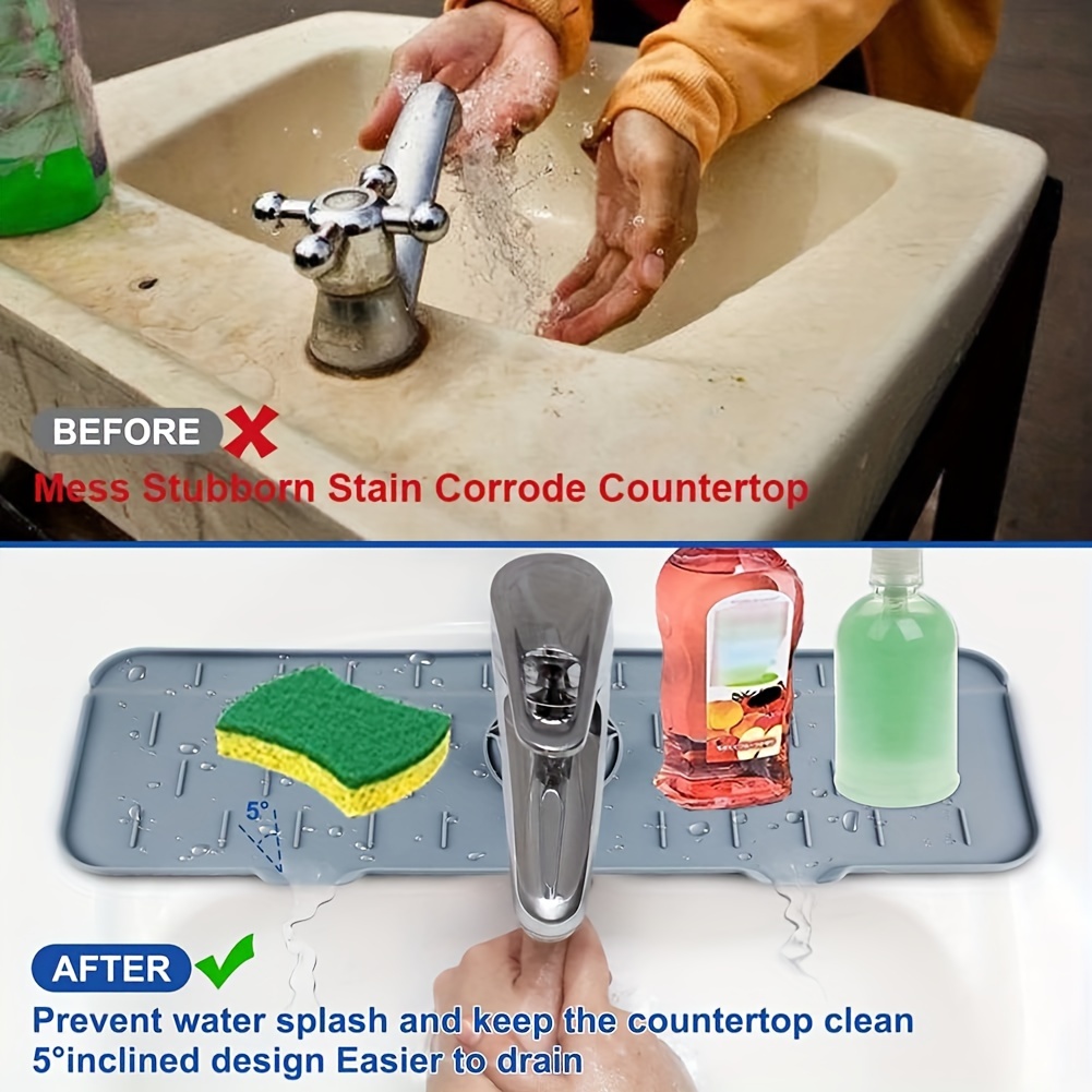 Cheap Silicone Kitchen Faucet Mat Sink Splash Pad Drain Pad Bathroom  Countertop Protector Shampoo Soap Dispenser Quick Dry Tray
