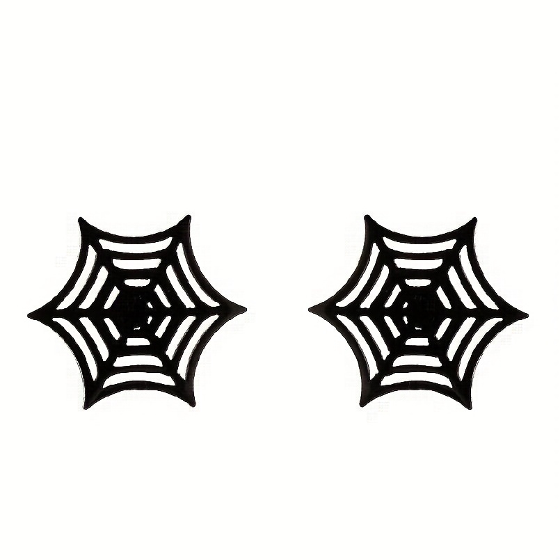 2pcs Men's Stainless Steel Spider Web Earrings