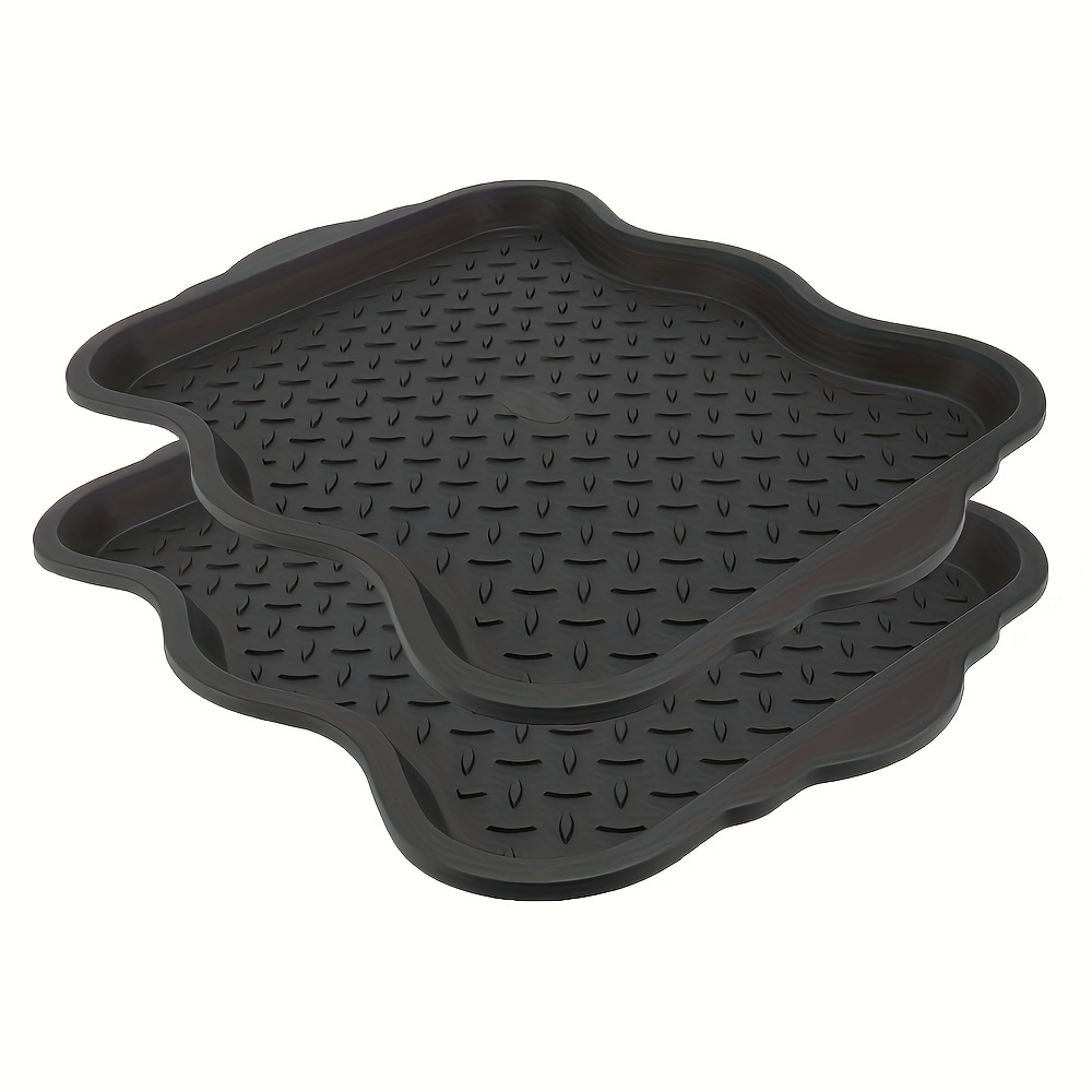 Boot Tray for Entryway Indoor, 2 Pack Plastic Small Shoe Mat Tray, Narrow  Boot Tray for Pet Food, Plant Drip, Mudroom, Under Sink, Garden, 13.7 X10.6