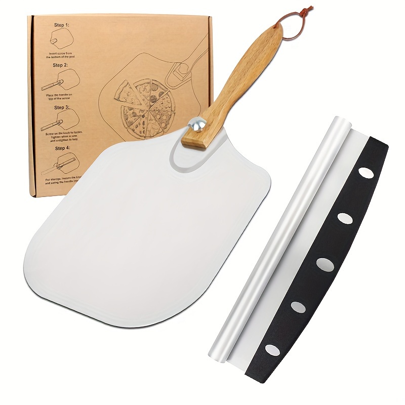 

2pcs, Pizza Peel Set, Including A Pizza Peel And A Pizza Cutter, Baking Supplies Halloween Christmas Party Favors