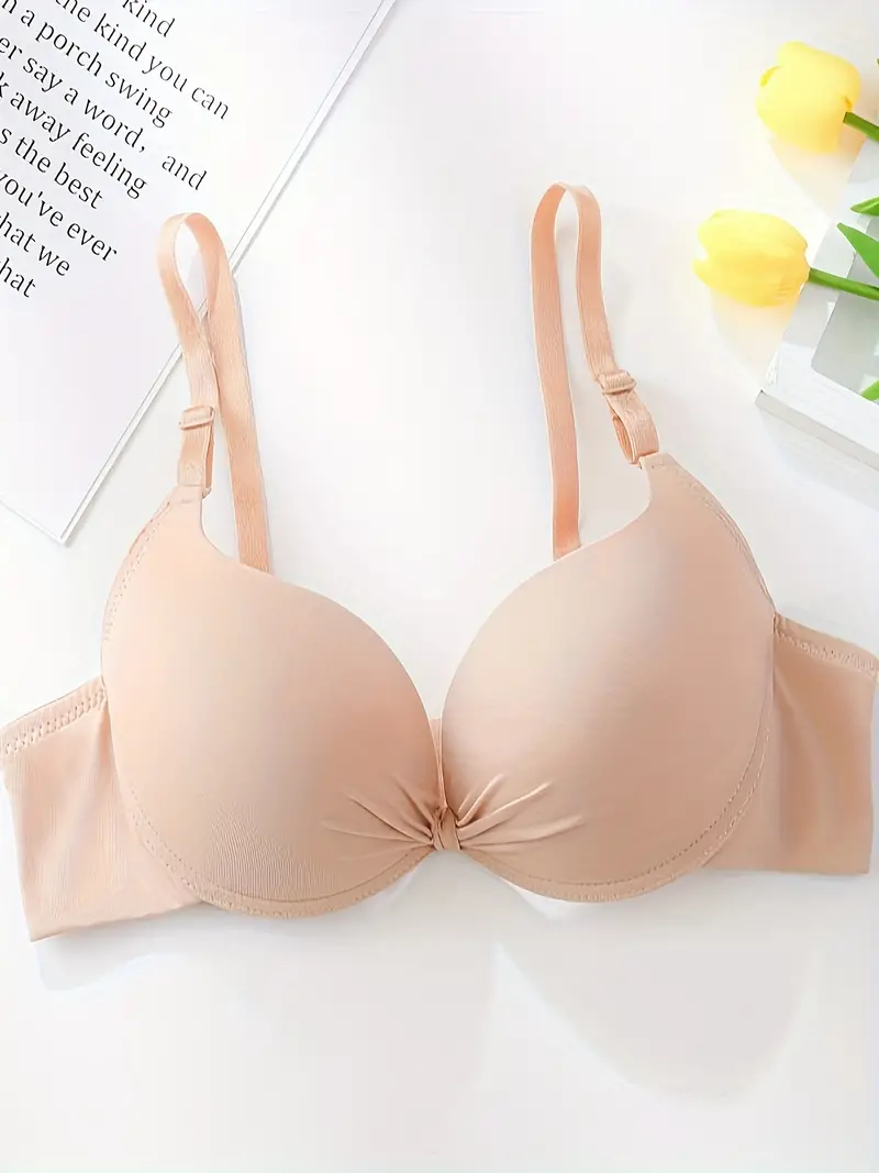 Simple Solid Women Bra Comfy and Breathable Push Up Bra Padded