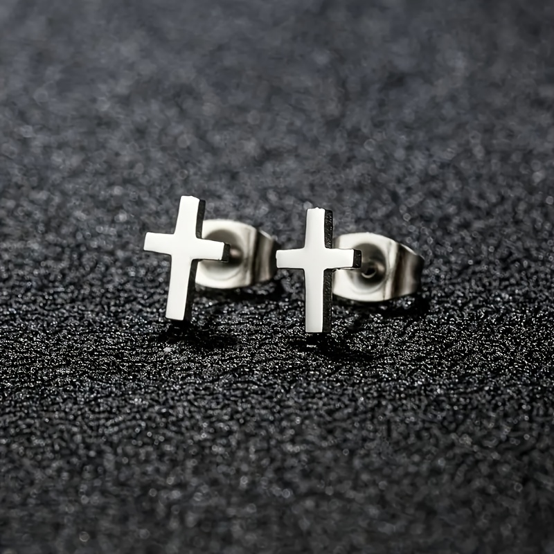 Stainless steel deals cross stud earrings