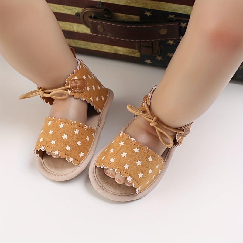 Baby Girls Sandals Star Pattern Open Toe Flat Crib Shoes - Temu