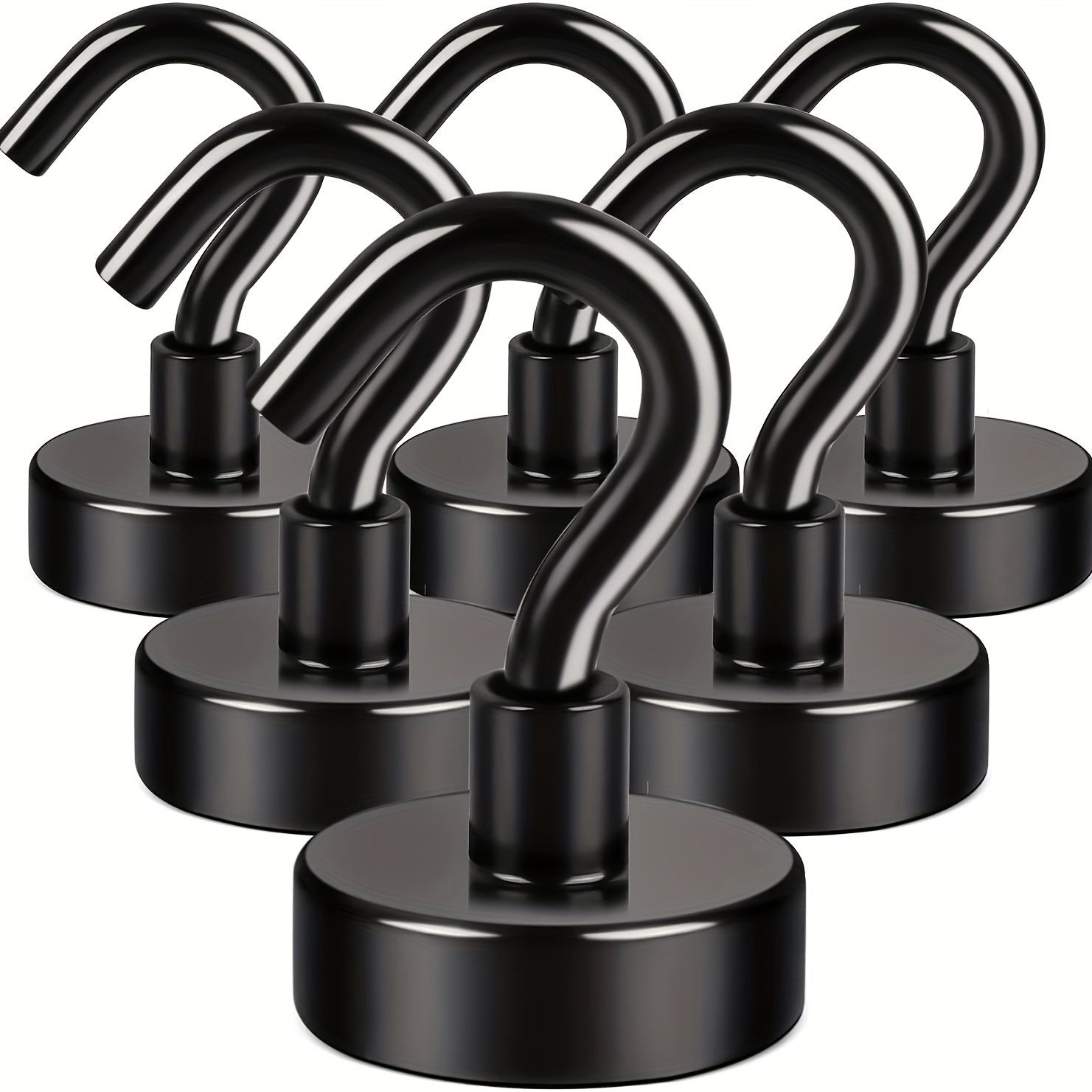 

6pcs Black Magnetic Hook 25 Lbs (approx. 11.3 Kg) For Cruising, Barbecues, Towels, Indoor Hangings, Kitchens, Workplaces, Mikede Offices, And Garages