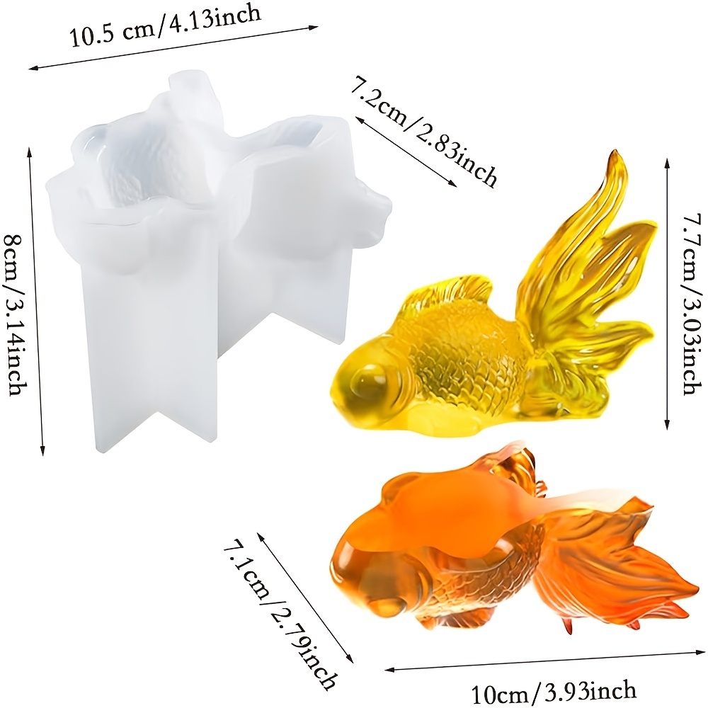 DIY Epoxy Stereo Goldfish Silicone Mold Fish Casting Resin Mould Ornament  Mold