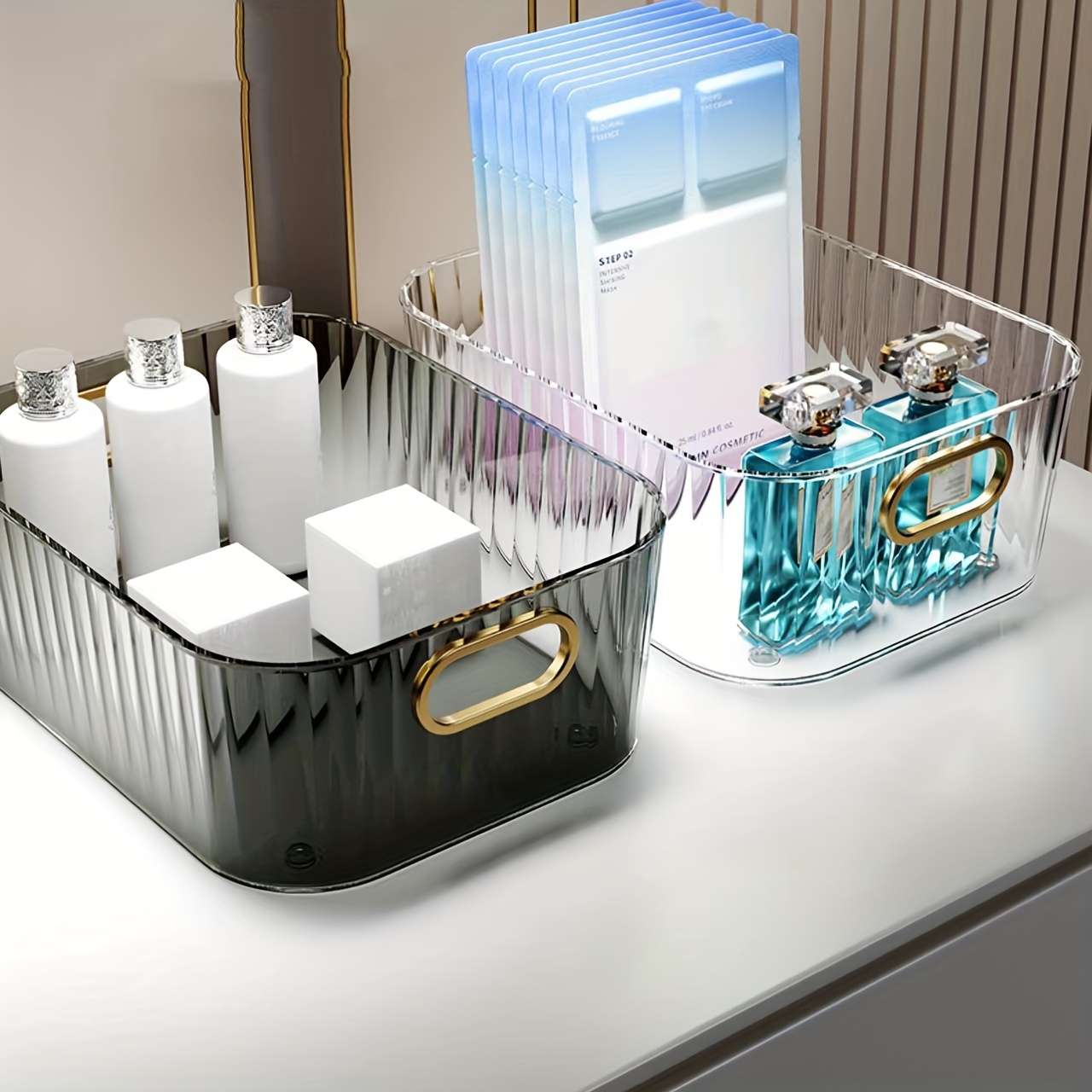 Portable Desktop Storage Box, Acrylic Transparent Storage Basket