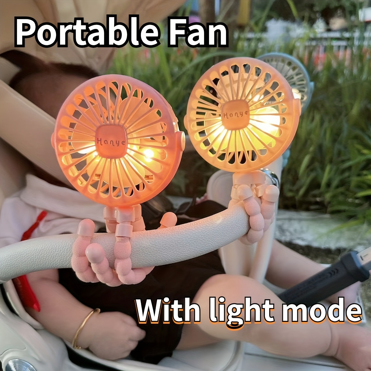 

Luminous Portable Octopus Cart Fan, Outdoor Cart Fan, Infant 600 Mah Usb Charging Handheld Home Electric Fan, 3-speed Fan