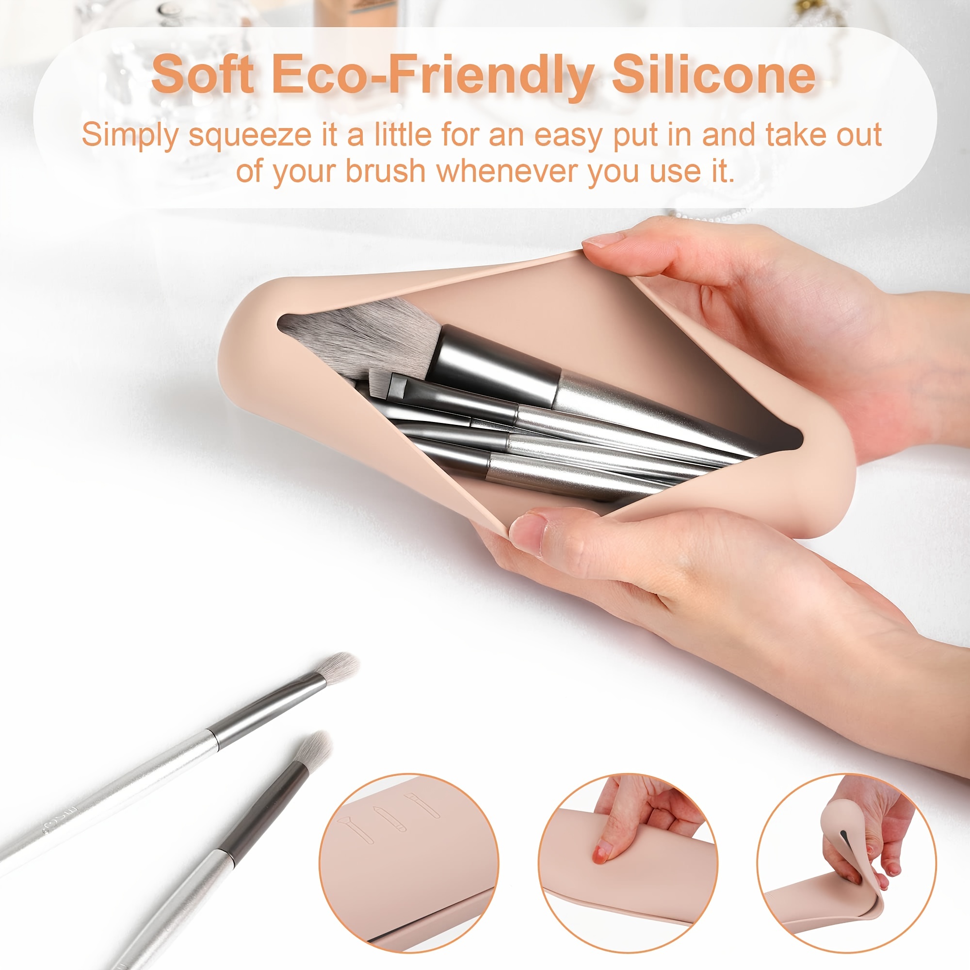 Travel Makeup Brush Holder Portable Silicone Makeup Brush Case Ecofriendly  For B