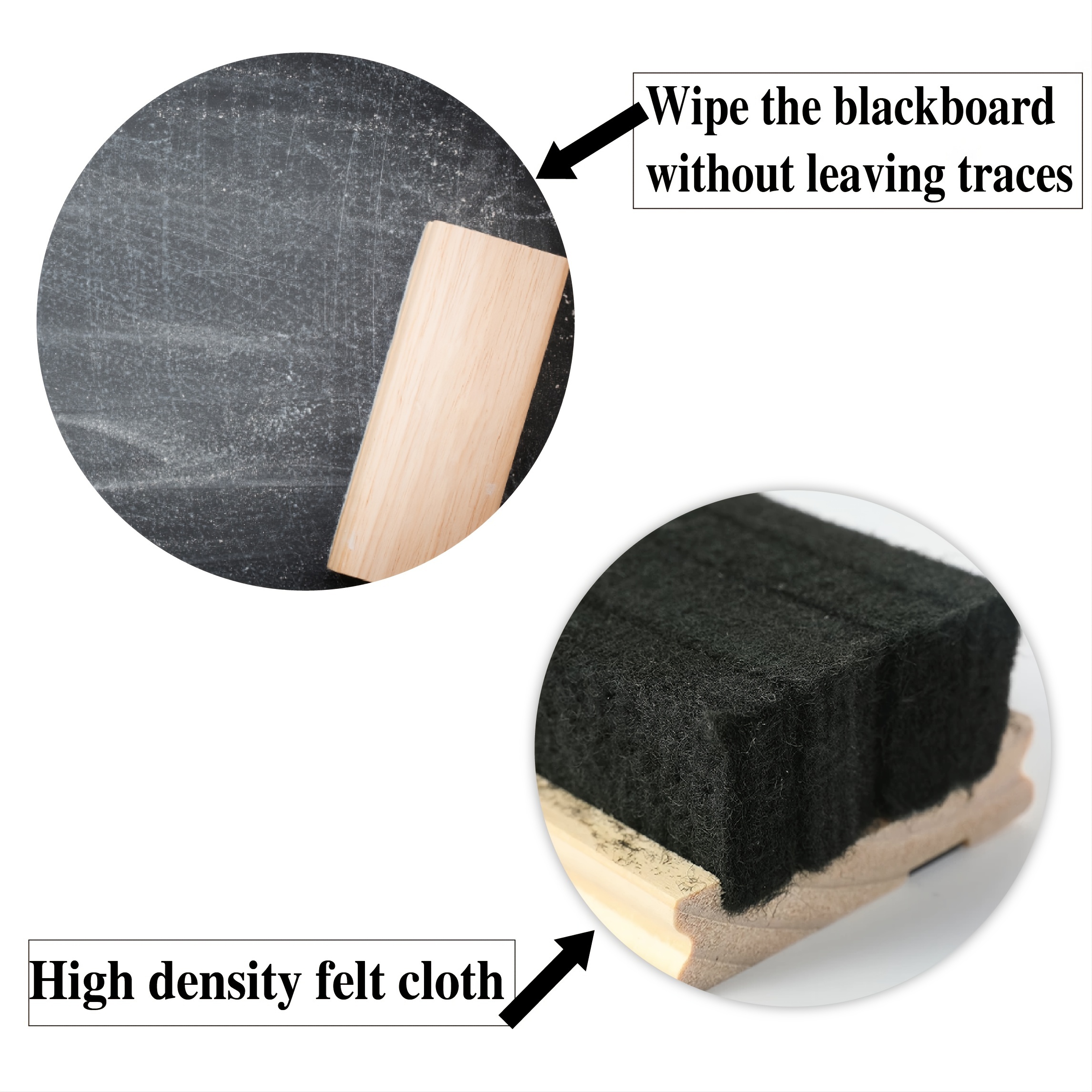 Chalkboard Erasers Premium Wool Felt Eraser Dustless Wood Chalk Eraser  Cleaner For Blackboard Office School Supply