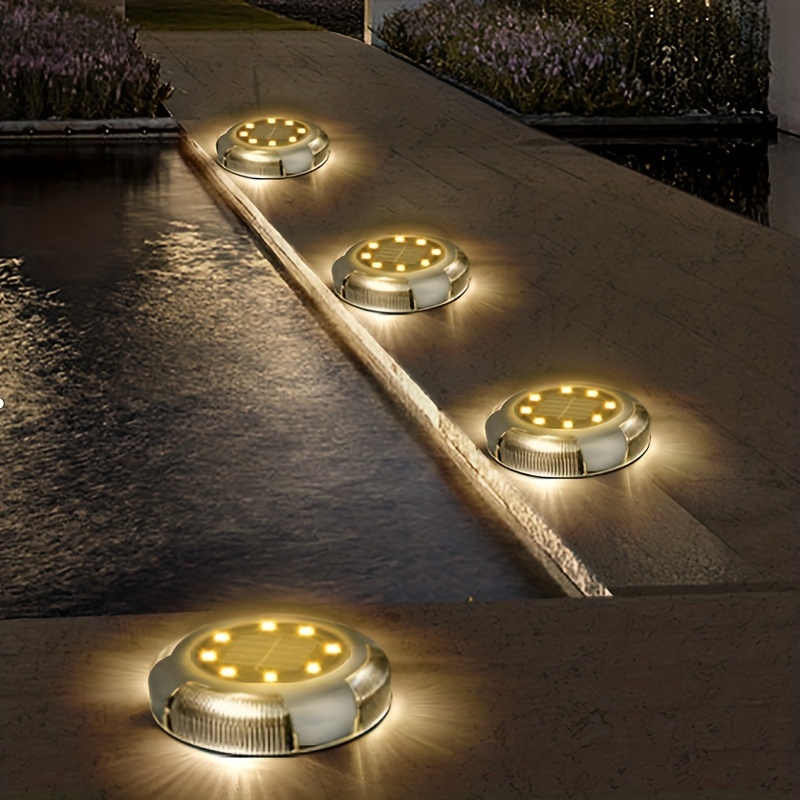 4pcs Solar Driveway Lights Dock Marine Lights 2 Colors In - Temu