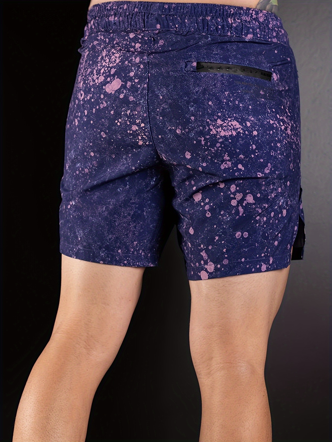 2-in-1 Double Layer Shorts With Inner Zipper Pocket, Men's High Stretch Sports Shorts For Summer Gym Workout Training