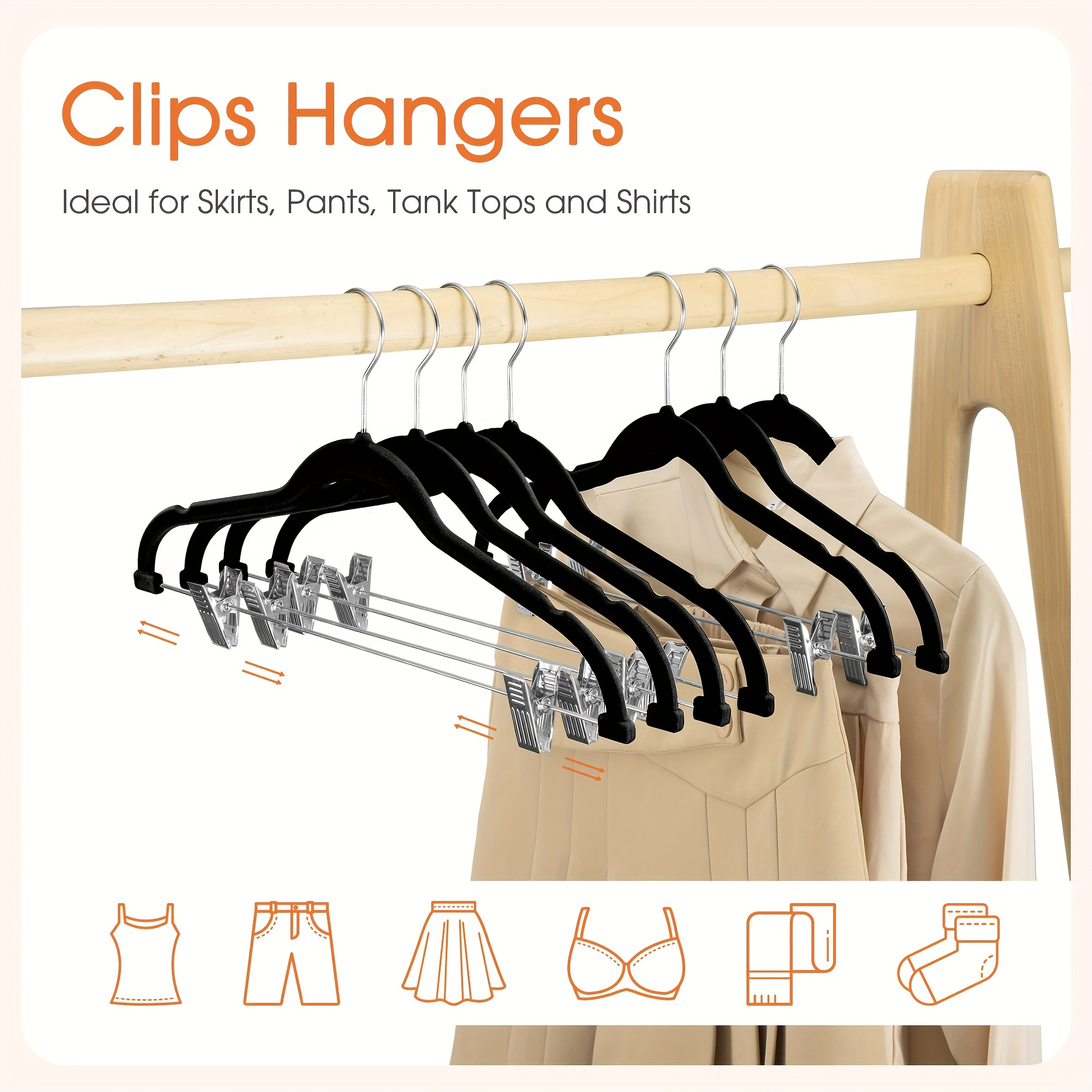 HOUSE DAY Velvet Skirt Hangers 24 Packs Velvet Hangers with Clips Ultra  Thin Non Slip Velvet Pants Hangers Space Saving