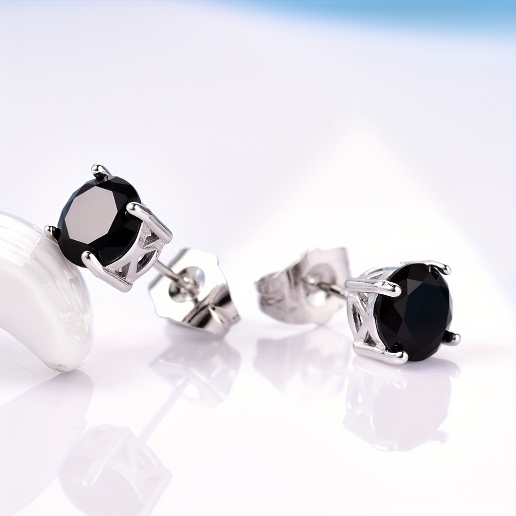 Men's Brass Stud Earrings Set White Multiple Colors Stone - Temu